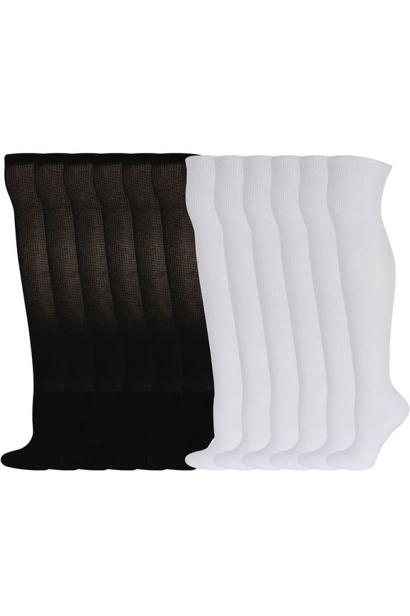 MD FootThera 4 Pack Extra Wide Non-Binding Diabetic and Circulatory Bamboo Over The Knee Socks with Cushioned Sole