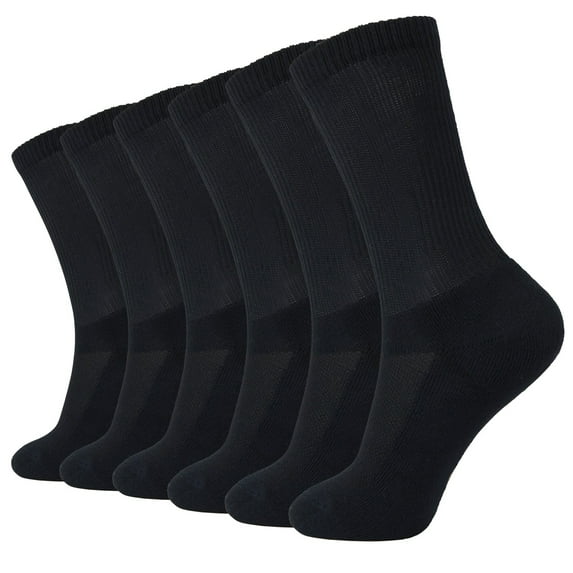 MD FootThera 6 Pack Mens Bamboo Crew Socks Smell Control Cushioned Dress Socks(Black 13-15)
