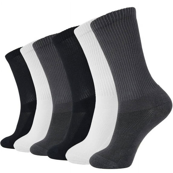 MD FootThera 6 Pack Mens Bamboo Crew Socks Smell Control Cushioned Dress Socks(Multi-color 10-13)