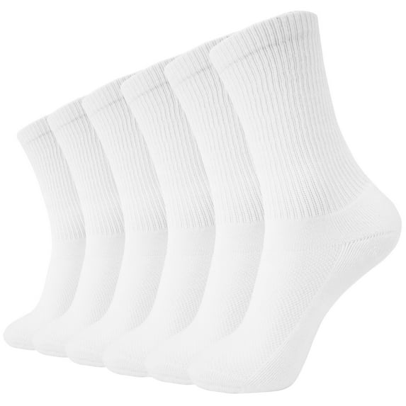 MD FootThera 6 Pack Soft Mens and Womens Bamboo Crew Socks Smell Control Cushioned Dress Casual Socks