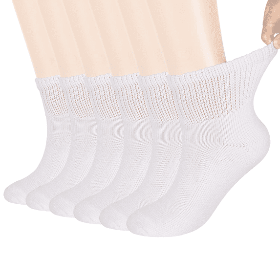 Athlemo Premium Diabetic Socks for Men & Women Non-Binding Loose Top Ultimate Comfort Quarter-Length (6 Pairs)