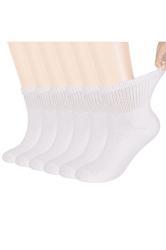 Athlemo Premium Diabetic Socks for Men & Women Non-Binding Loose Top Ultimate Comfort Quarter-Length (6 Pairs)