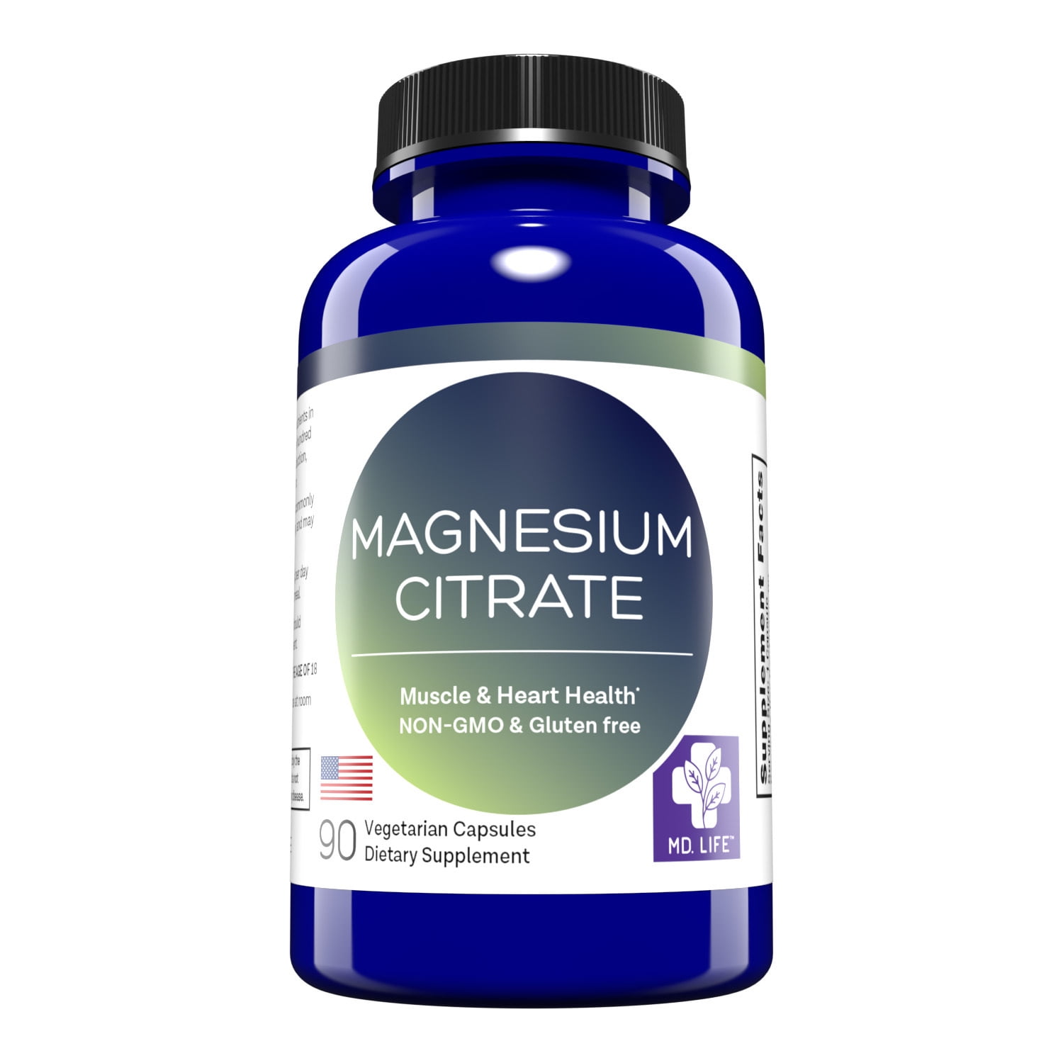 MD. Life Magnesium Citrate Supplement 250 mg 90 Capsules High