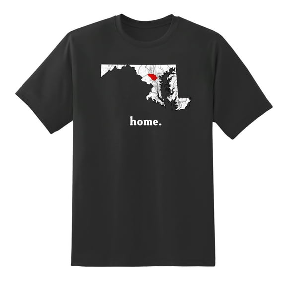 MD Map Maryland Home State Love Maryland Home Design T Shirt for Men Women Black,L