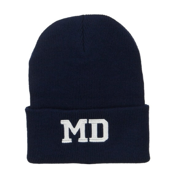 MD Maryland State Embroidered Long Beanie - Navy OSFM