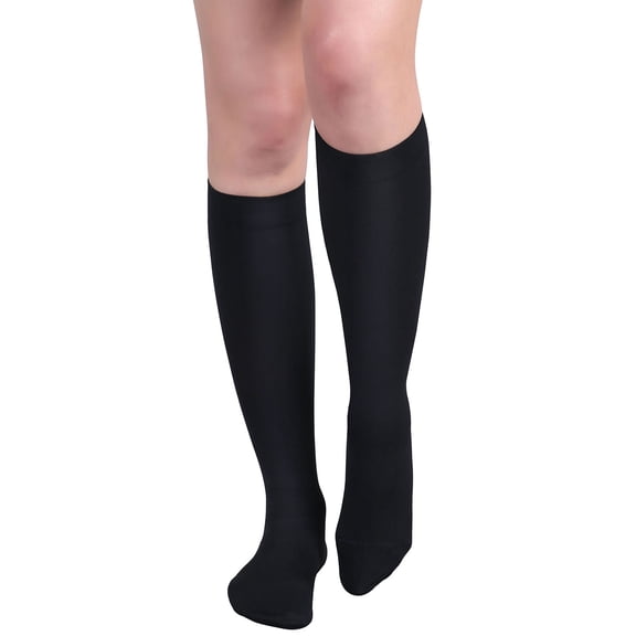 +MD Medical Quality Microfiber Opaque Graduated Compression Socks 15-20 mmHg Knee High Support Stockings for Men and Women -Edema, Varicose Veins, Thrombosis BlackS