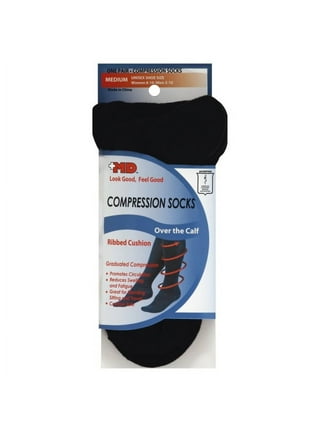 MD USA Ribbed Cotton Compression Socks with Cushion Soles, White, Medium, 1  Pair