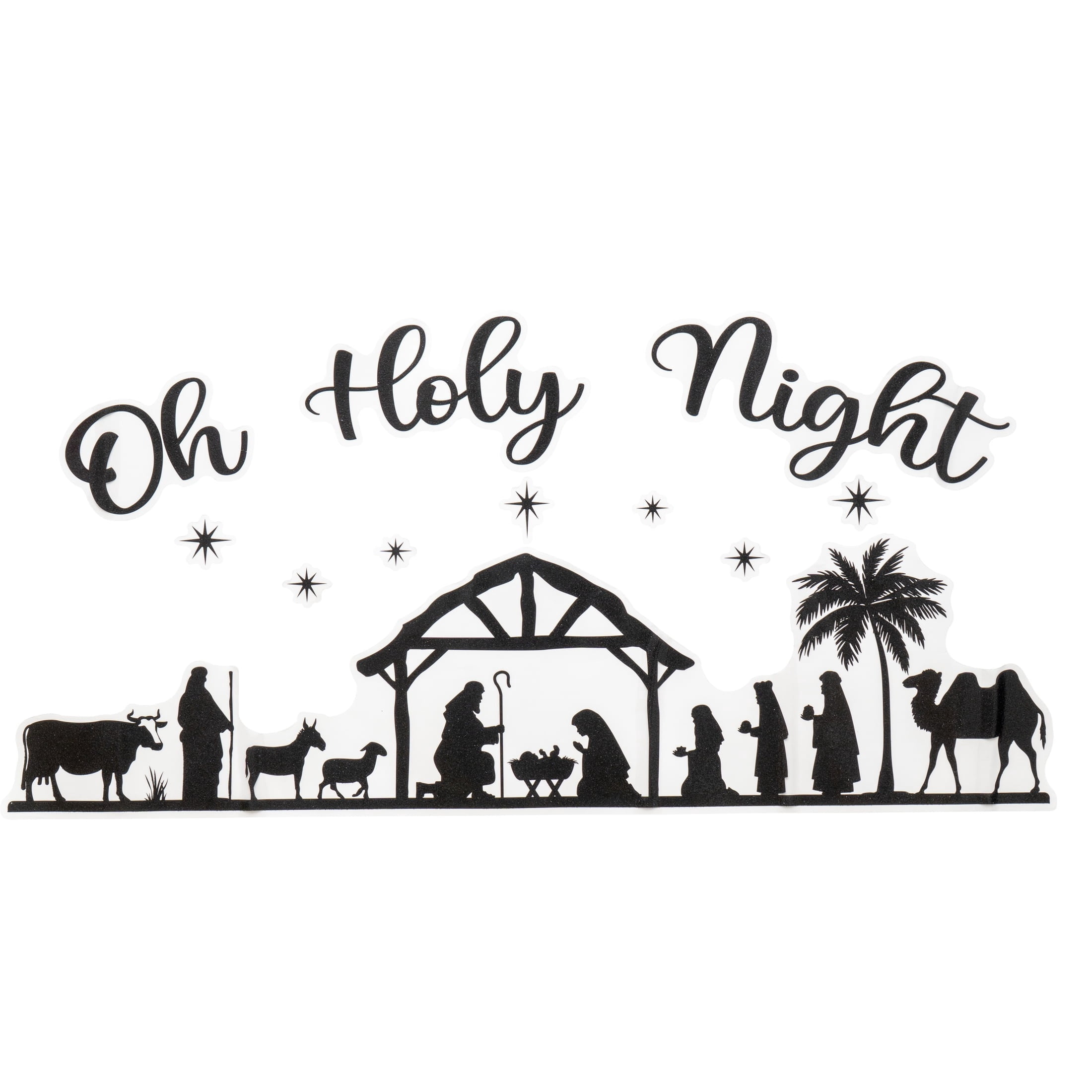Nativity Scene Silhouette Peel and Stick Christmas Wall Art, Black, 27.5" x 13", by Holiday Time