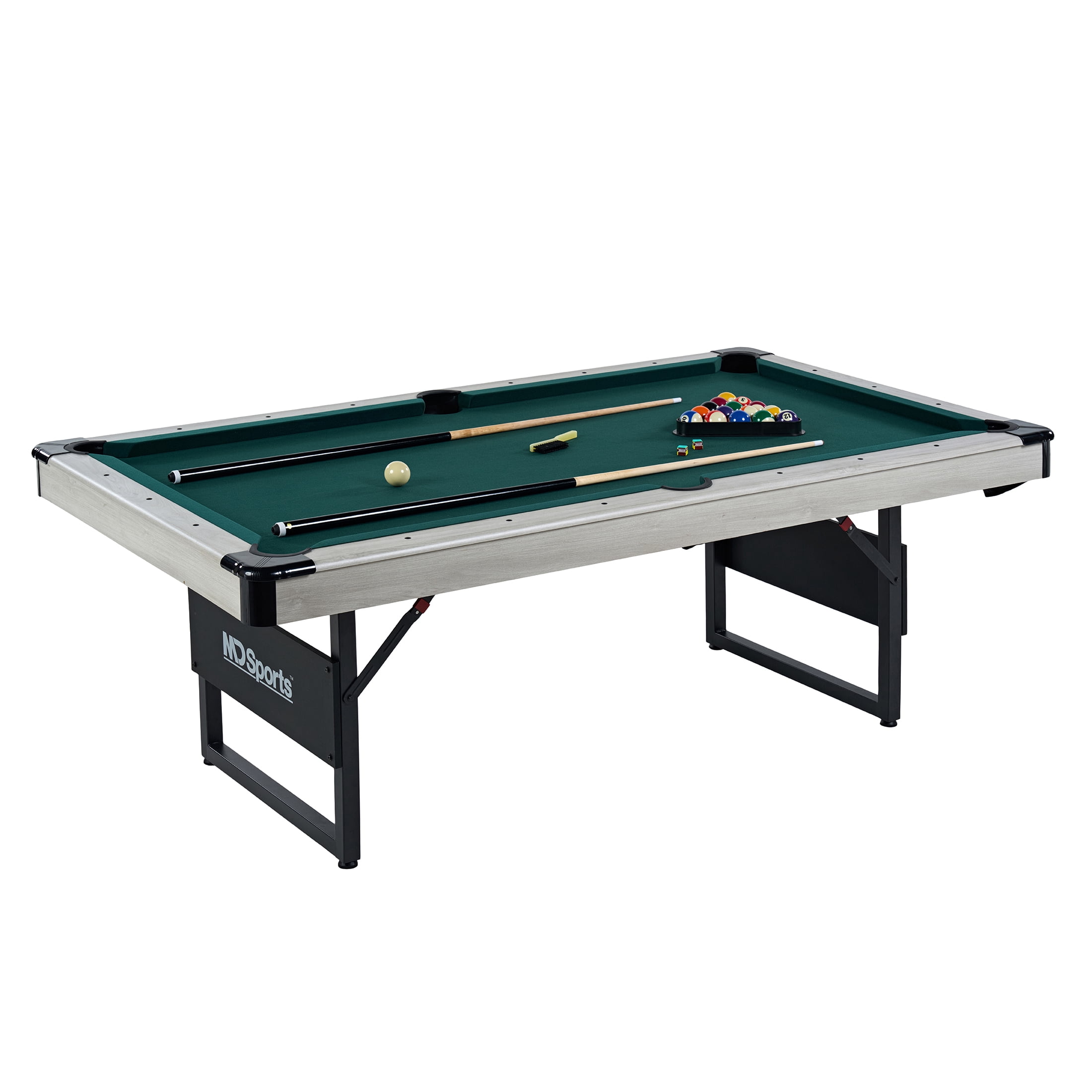 MD Sports 7 ft No Assembly Folding Pool Table with 2 Cue Sticks ...