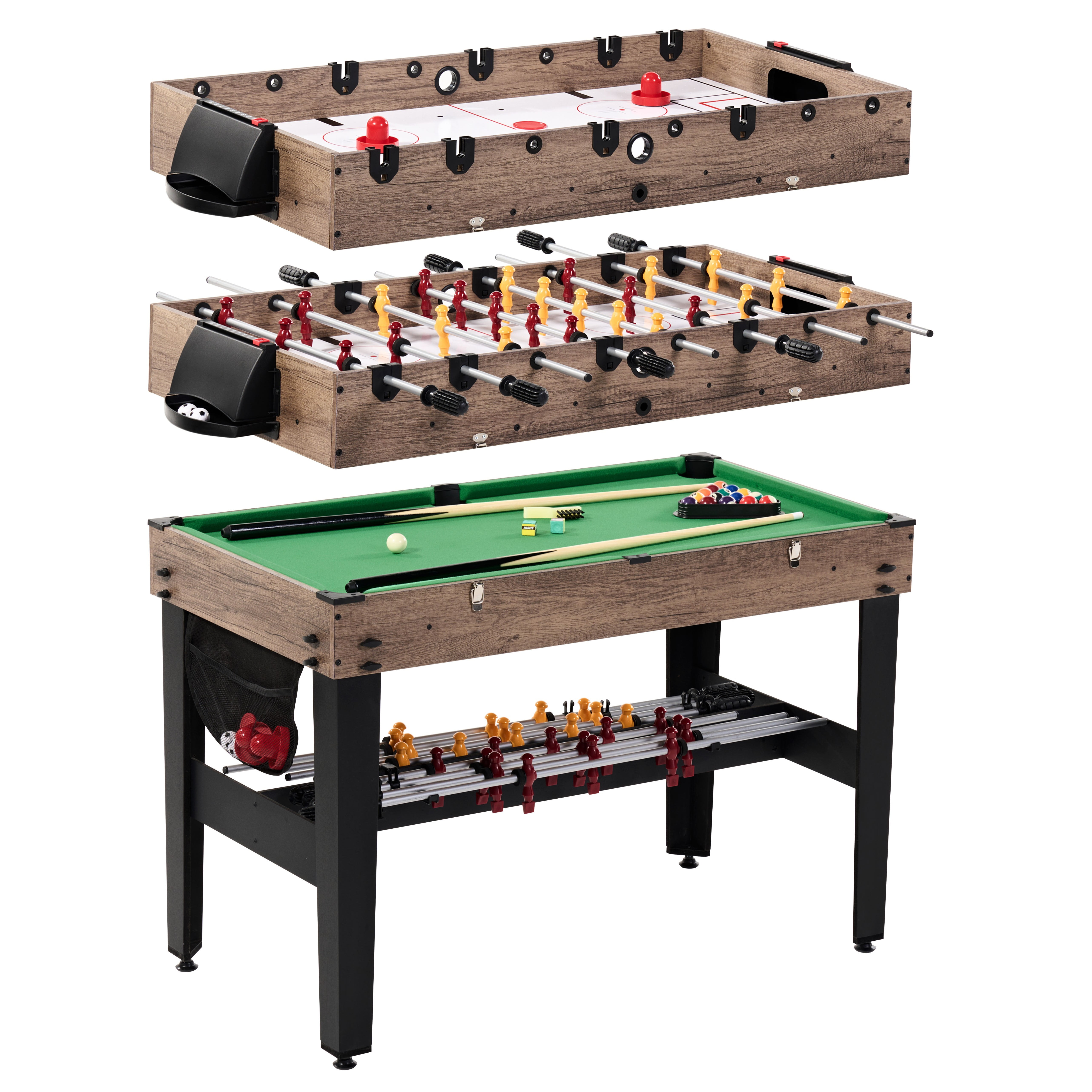 48" 3 in 1 Combo Air Powered Hockey, Foosball, and Billiard Game Table, by MD Sports