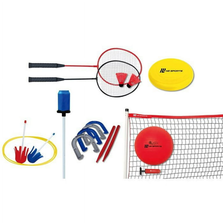 MD Sports 6 in 1 Outdoor Yard Game Set: Volleyball, Badminton