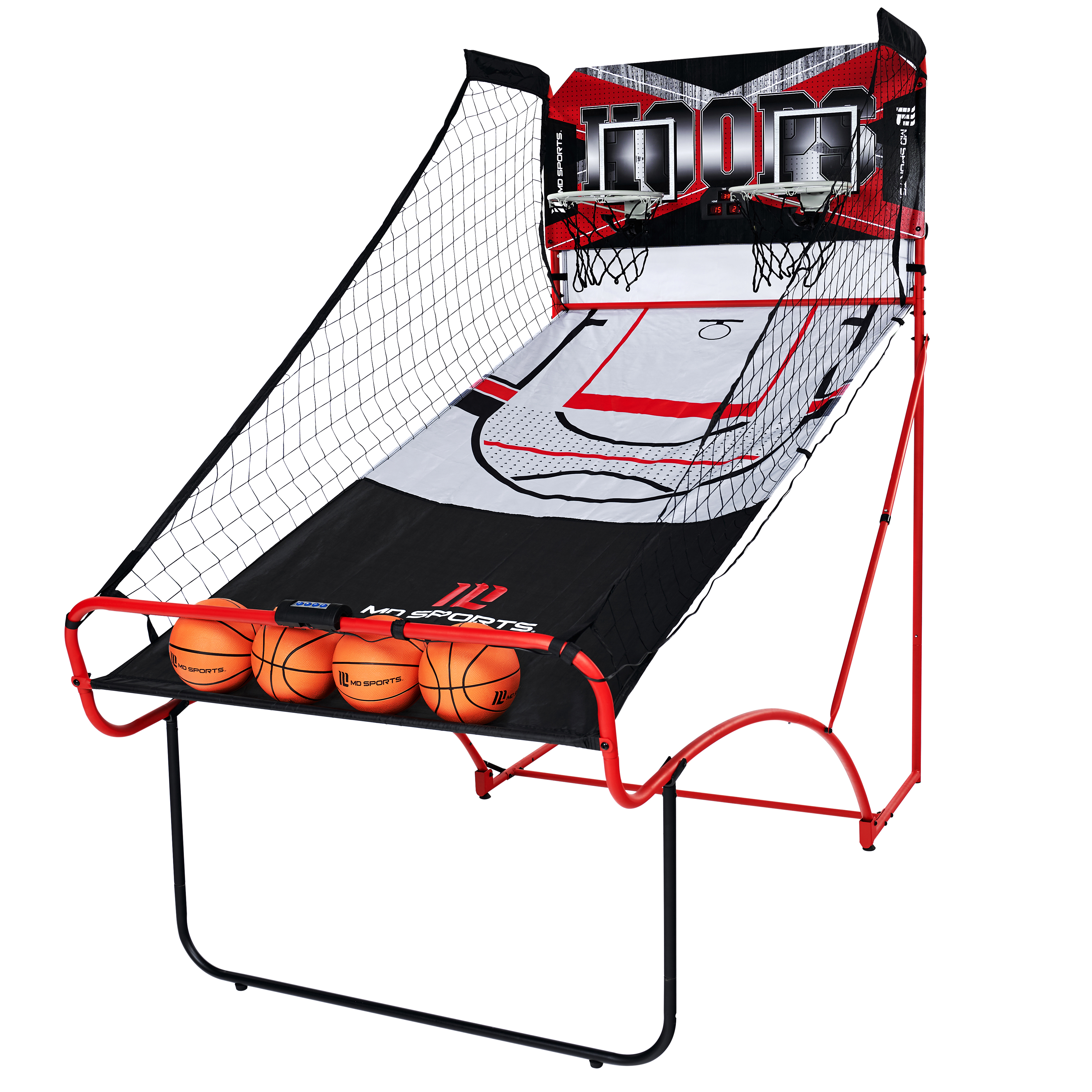 MD Sports EZ Fold Indoor Dual Shot 81" Arcade Basketball Game, LED Scorer, Black/Red - image 1 of 9