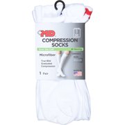 MD USA Flat Knit Micro-Fiber Compression Socks, White, Medium