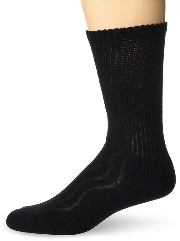 MD USA Seamless Toe-Wave-in Mesh Diabetic Crew Socks, Black, Large