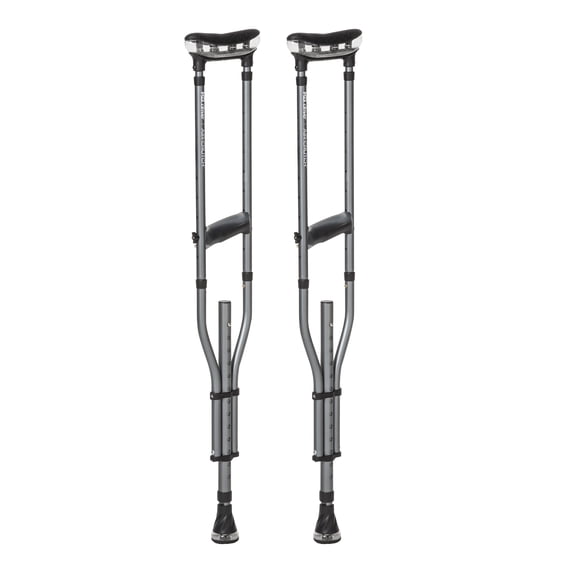 MD by Drive Air-Crutch™, Lightweight Underarm Walking Crutch for Adults, 300 lbs Capacity, Ergonomic Gel Grip (Slate)