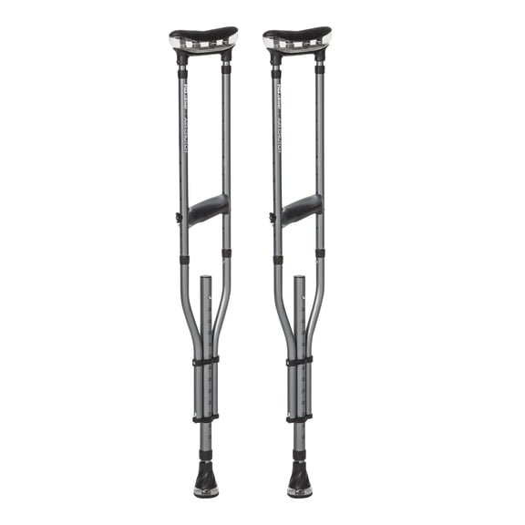 MD by Drive Air-Crutch, Lightweight Underarm Walking Crutch for Adults, 300 lbs Capacity, Ergonomic Gel Grip (Slate)