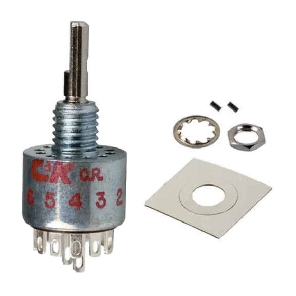 MD00L1NZQD Rotary Switch 6 Position DP6T 250mA (AC/DC) 125 VAC Panel Mount