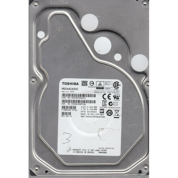 MD04ACA500, FP2A, HDETR10GEA51, Toshiba 5TB SATA 3.5 Hard Drive