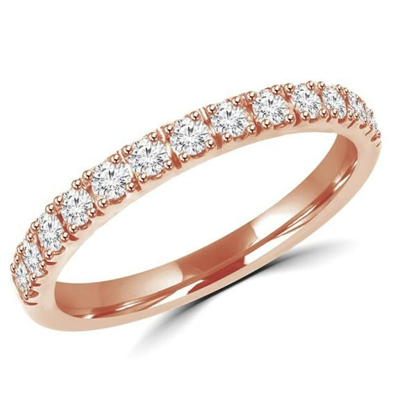 MD160273-9 0.4 CTW Round Diamond Wedding Anniversary Band Ring in 14K Rose Gold, Size 9