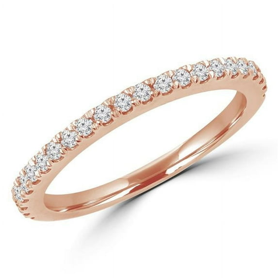 MD160276-6.5 0.25 CTW Round Cut Diamond Semi-Eternity Anniversary Band Ring in 14K Rose Gold, Size 6.5