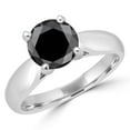 thumbnail image 1 of MD160320-3.75 2 CT Classic Solitaire 4-Prong Round Black Diamond Engagement Ring in 14K White Gold, Size 3.75, 1 of 1