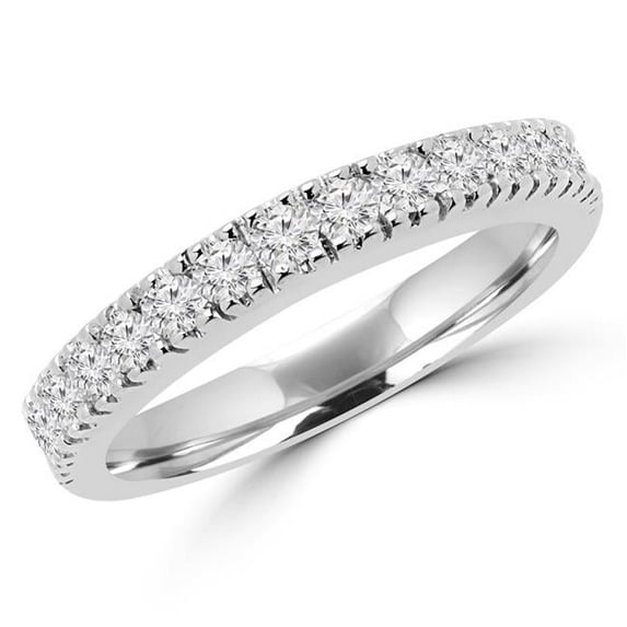 MD170016-7.5 0.5 CTW Round Diamond Semi-Eternity Wedding Band Ring in 14K White Gold - Size 7.5
