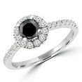 thumbnail image 1 of MD170107-3 1 CTW Round Black Diamond Halo Engagement Ring in 14K White Gold - 3, 1 of 1