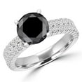 thumbnail image 1 of MD170108-6.5 3.6 CTW Round Black Diamond Two Row Solitaire with Accents Engagement Ring in 14K White Gold - Size 6.5, 1 of 1
