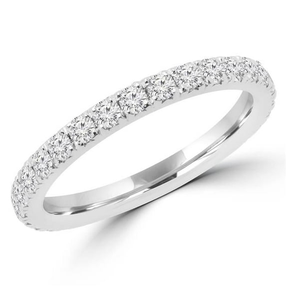 MD170165-7 0.6 CTW Round Diamond Semi-Eternity Wedding Band Ring in 14K White Gold - 7