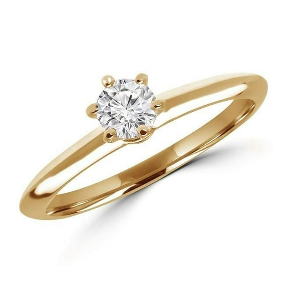 MD170199-4.5 0.4 CT Round Diamond Solitaire Engagement Ring in 10K Yellow Gold - Size 4.5