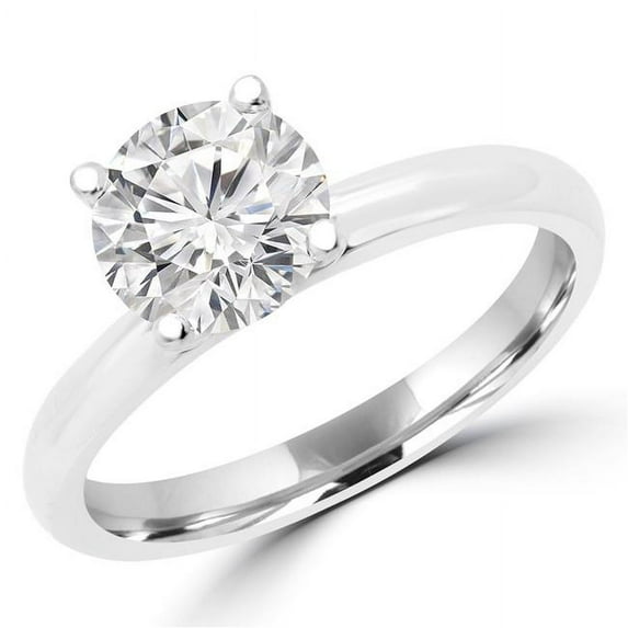 MD170234-4 0.25 CT Round Diamond Promise Solitaire Engagement Ring in 14K White Gold - Size 4