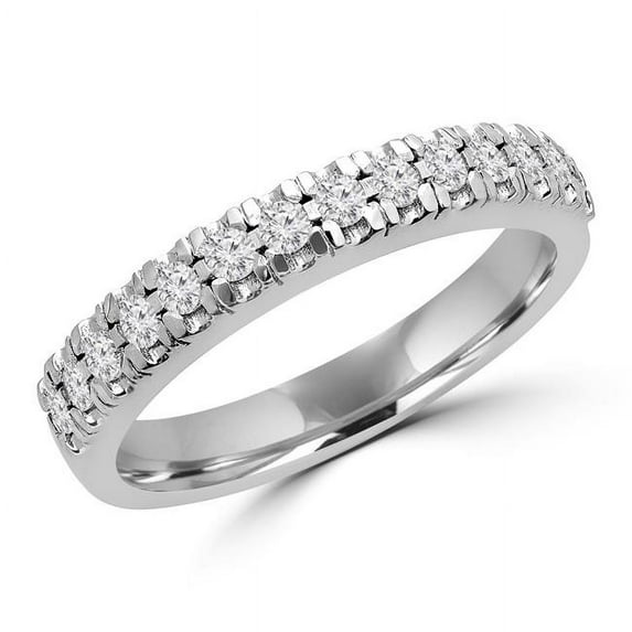 MD170257-5 0.33 CTW Round Diamond Semi-Eternity Wedding Band Ring in 14K White Gold - Size 5