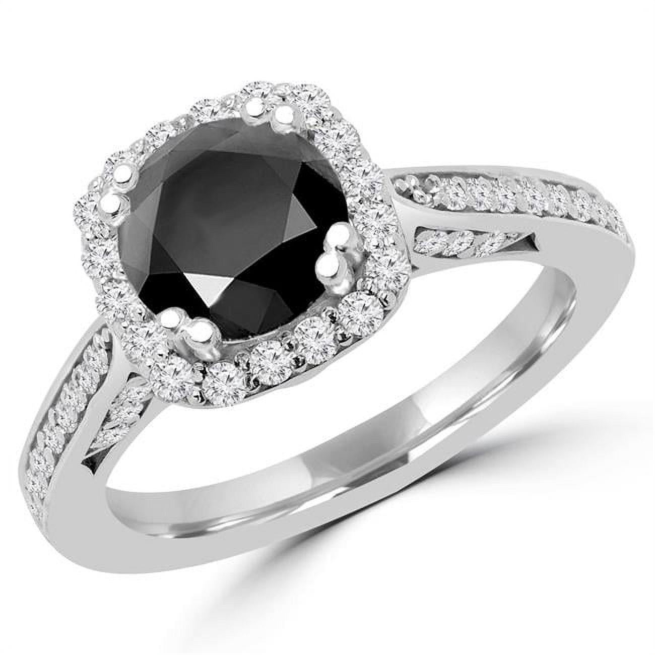 MD170294-8.5 2.25 CTW Round Black Diamond Halo Engagement Ring in 18k ...