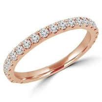 MD170319-4.75 0.4 CTW Round Diamond Semi-Eternity Wedding Band Ring in 14K Rose Gold, Size 4.75