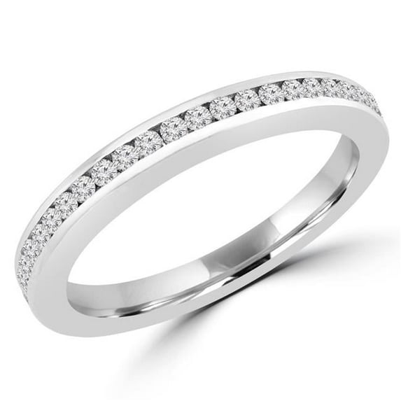 MD170424-3.25 0.25 CTW Round Diamond Semi-Eternity Wedding Band Ring in 14K White Gold, Size 3.25
