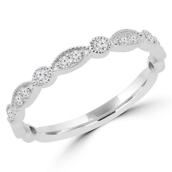 MD170427-3.25 0.25 CTW Round Diamond Semi-Eternity Wedding Band Ring in 14K White Gold - Size 3.25