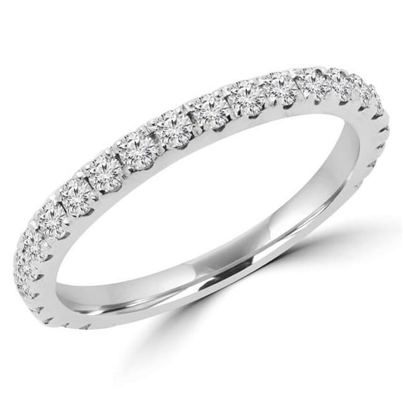MD170434-3.75 0.375 CTW Round Diamond Semi-Eternity Wedding Band Ring in 14K White Gold - Size 3.75