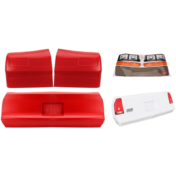 MD3 1981-88 Monte Carlo Stock Car Bumpers/Graphics Kit, Red
