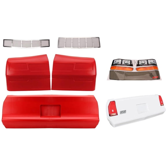 MD3 1981-88 Monte Carlo Stock Car Bumpers/Screen/Decal Kit, Red