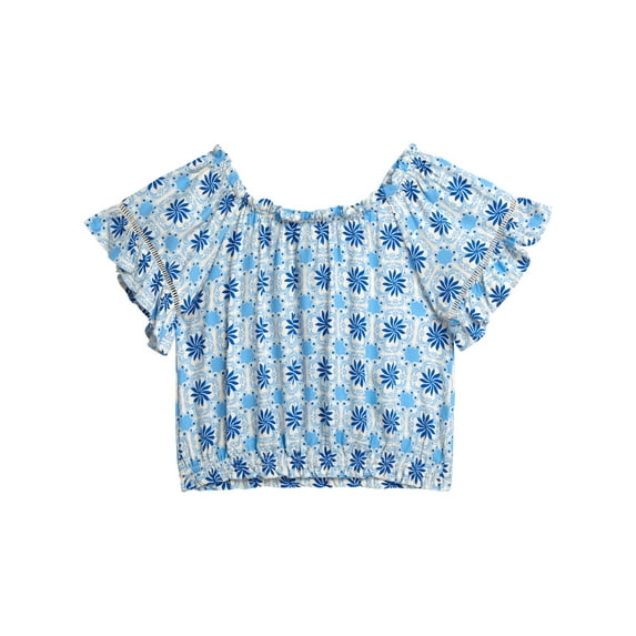 Jessica Simpson Girls' Off The Shoulder Blouse with Ruffle Sleeves, Sizes 4-16