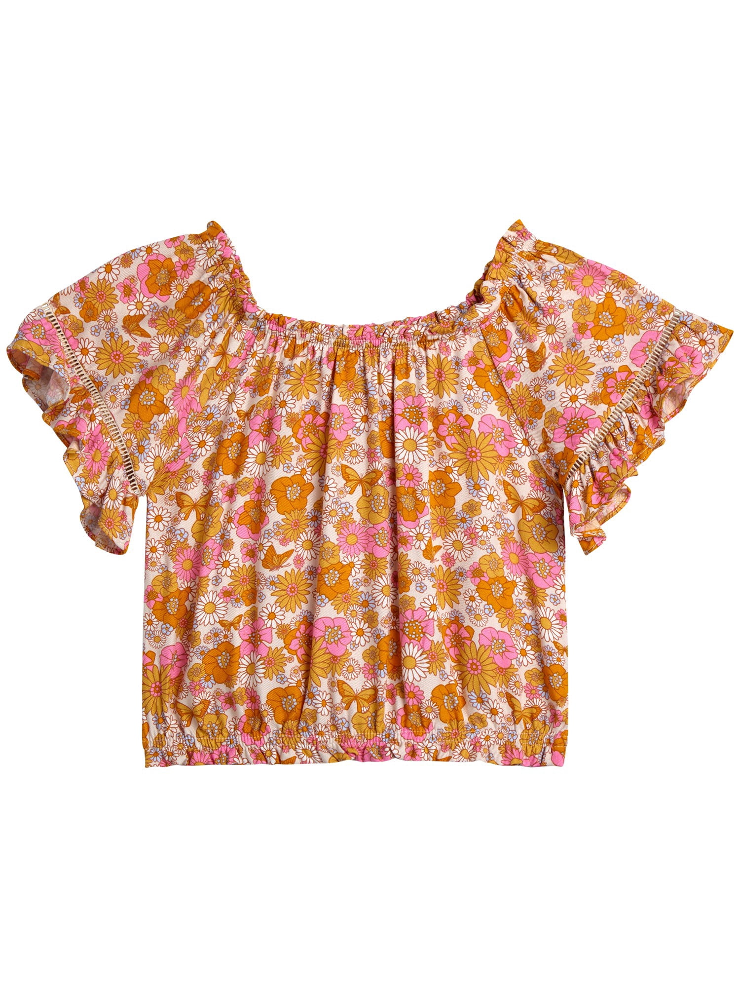 Jessica Simpson Girls' Off The Shoulder Blouse with Ruffle Sleeves, Sizes 4-16