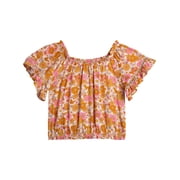 Girls' Off The Shoulder Blouse with Ruffle Sleeves, Sizes 4-16