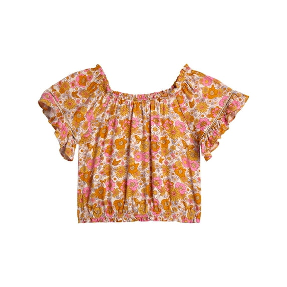 Jessica Simpson Girls' Off The Shoulder Blouse with Ruffle Sleeves, Sizes 4-16