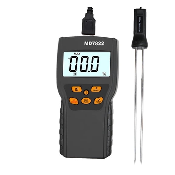 MD7822 Digital Grain Moisture Meter Highly Sensitive Probe Humidity Tester Usb Charging Hygrometer Temperature Detector Wheat Corn Rice