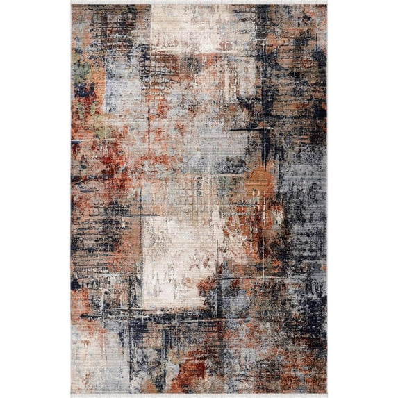 MDA Home Anna 5'x8' Abstract Transitional Fabric Area Rug in Cream/Gray