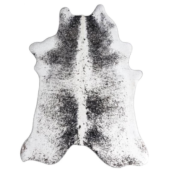 MDA Home Asimi 6'2"x8' Transitional Faux Cowhide Fabric Area Rug in White/Black