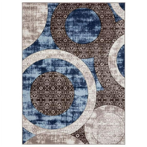 MDA Home Crystal 2'x3' Abstract Transitional Fabric Area Rug in Beige