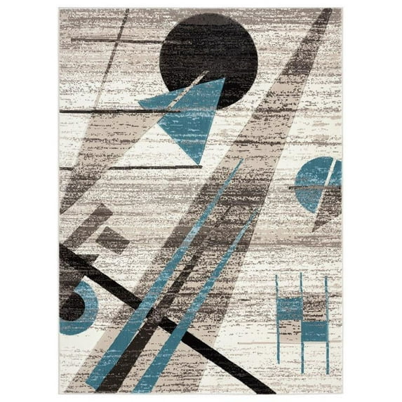 MDA Home Crystal 4'x6' Abstract Transitional Fabric Area Rug in Brown