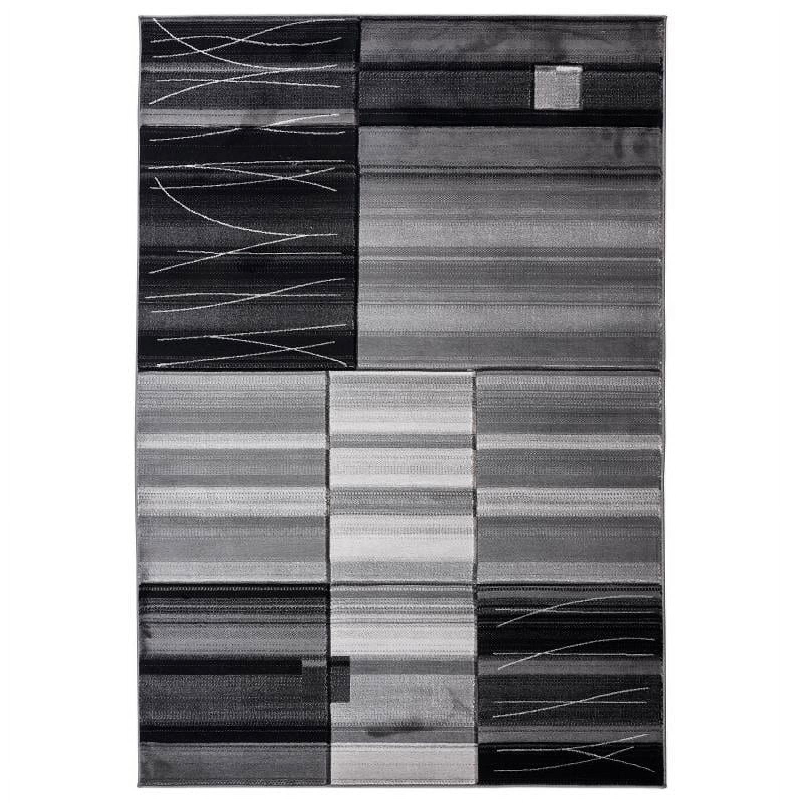 MDA Home Glamour Abstract Black/Gray Polypropylene Area Rug - 3'9" x 5'9"