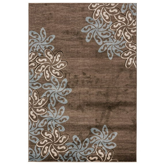 MDA Home Glamour Brown/Cream Floral Polypropylene Area Rug - 8'1" x 10'5"